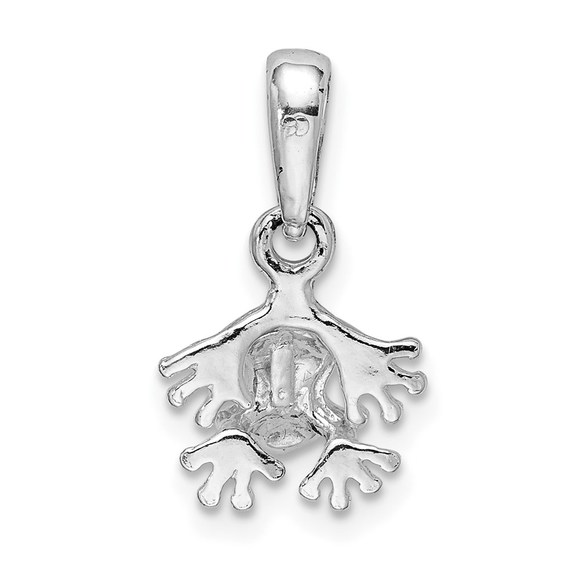 925 Sterling Silver Rhodium-plated Polished Mini Frog Necklace Charm Pendant - Picture 3 of 4